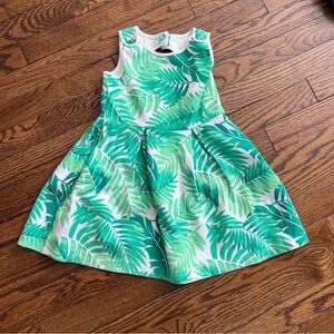 Janie & Jack Tropical Green Leaf Print Kids Dress Size 4